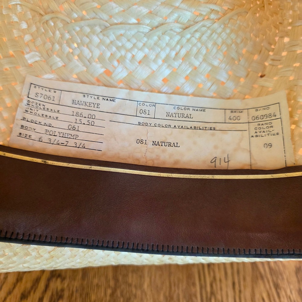Resistol Hawkeye Straw Cowboy Hat Natural Poly Hemp Made in Texas USA S7061 - Picture 8 of 14